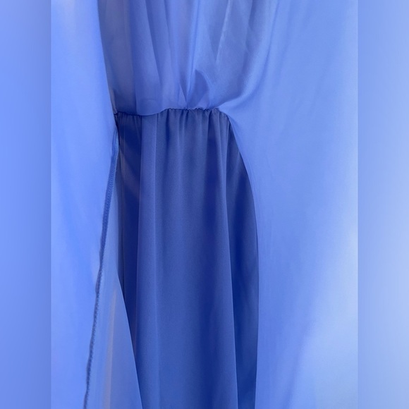 Vintage Long  Lavender Sheer Dress with Puff Sleeves - Picture 9 of 10